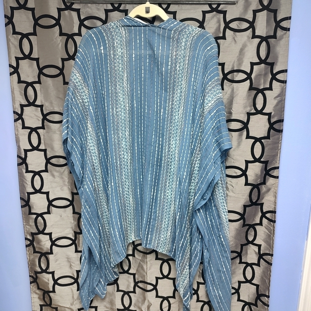 Sonoma Kimono Blue Striped Cardigan Slit Arms One Size - Picture 9 of 14